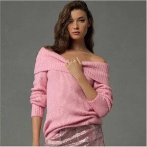 Anthropologie Pilcro | NWT Bubblegum pink off shoulder chunky knit sweater | XL
